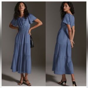 Anthropologie The Somerset Satin Maxi Dress / Sz M / Blue / Worn once